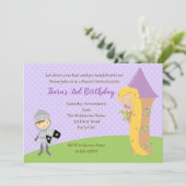 Rapunzel Birthday Einladung Ritterturm Twins (Stehend Vorderseite)