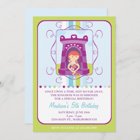 Rapunzel Geburtstags-Einladung Einladung (Vorne/Hinten)