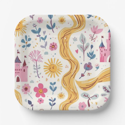 Rapunzel Inspired Party Plates Pappteller (Vorderseite)