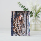 Rapunzel mit ihrem langen Haar im Turm Postkarte (Stehend Vorderseite)