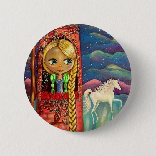 Rapunzel und der Einhorn-Knopf Button (Vorderseite)