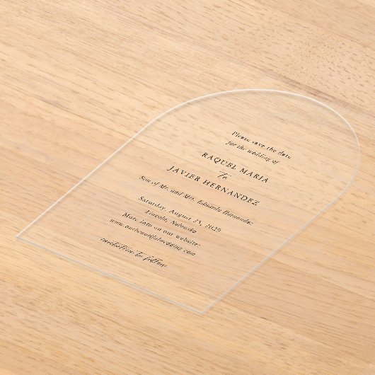Raquel Classic Elegant Wedding Save the Date Acryleinladungen (Ablage )