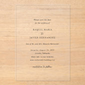 Raquel Classic Elegant Wedding Save the Date Acryleinladungen (Vorderseite)