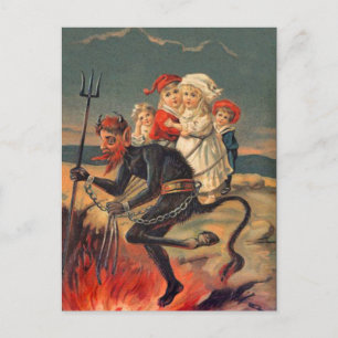 Rare Redheaded Krampus Postcard Feiertagspostkarte