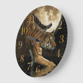 Rare Tiger & Moon Big Cat Animal-Lover Wall Clock Große Wanduhr (Winkel)