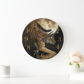 Rare Tiger & Moon Big Cat Animal-Lover Wall Clock Große Wanduhr (Zuhause)