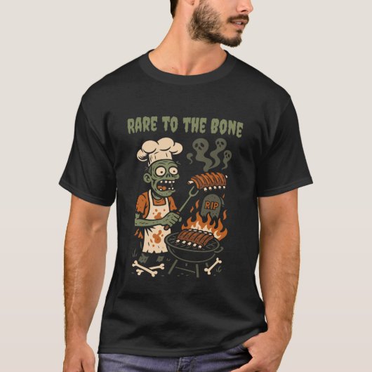 Rare to the Bone – Zombie BBQ Pitmaster Skeleton T-Shirt (Vorderseite)
