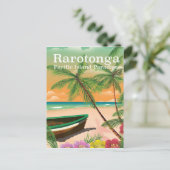 Rarotonga Pazifik Insel Vintage Reiseplakat Postkarte (Stehend Vorderseite)