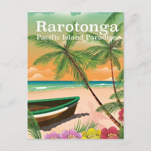 Rarotonga Pazifik Insel Vintage Reiseplakat Postkarte (Vorderseite)