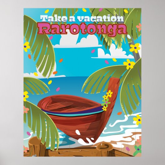 Rarotonga Vintage Reiseplakat Poster (Vorne)