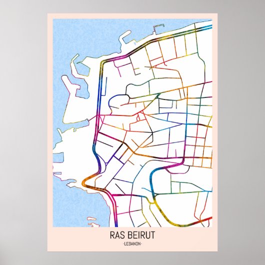 Ras Beirut Lebanon City Map Poster (Vorne)