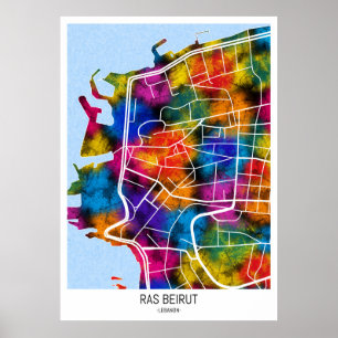 Ras Beirut Libanon City Map Poster