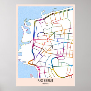 Ras Beirut Libanon Stadtplan Poster