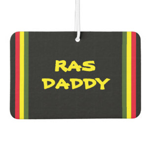 RAS DADDY Rote gelbe grüne Streifen auf SCHWARZ Autolufterfrischer