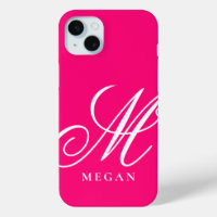 Rasberry pink mit Monogramm Case-Mate iPhone 15 Fa