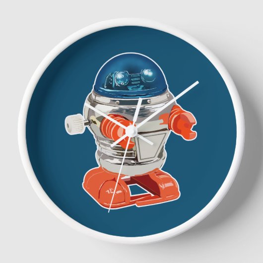 Rascal Robot Illustration Clock Uhr (Vorderseite)