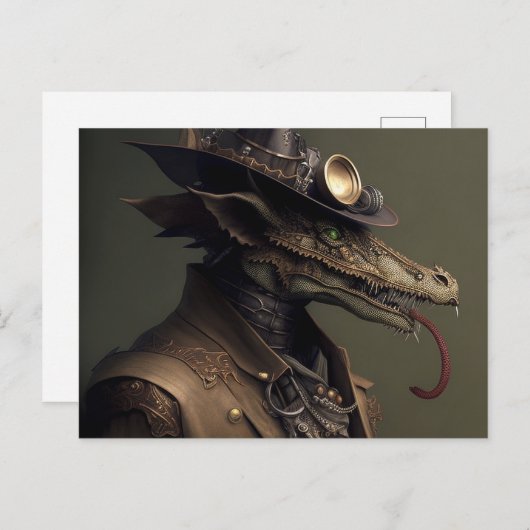 Rascal Steampunk Dragon Postkarte (Vorne/Hinten)