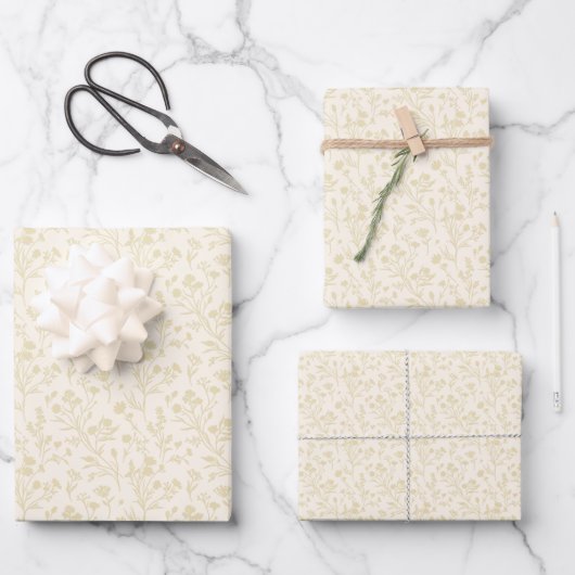 Raschelnd blühender goldener Weizen - Neutral Geschenkpapier Set (Vorderseite)