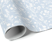 Raschelnde Blüten Neutral - Staubblau Geschenkpapier (Rolleneckpunkt)