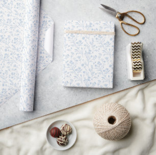 Raschelnde Blüten Staubblau - Neutral Geschenkpapier