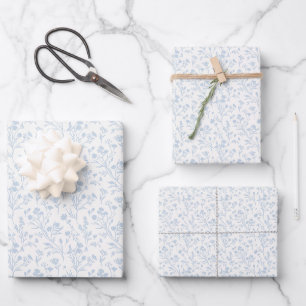 Raschelnde Blüten Staubblau - Neutral Geschenkpapier Set
