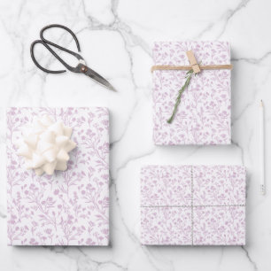 Raschelnde Blüten warmer Flieder - Neutral Geschenkpapier Set