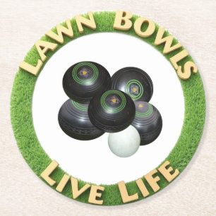 Rasen-Bowls Leben mit Rasenschüsseln, Runder Pappuntersetzer