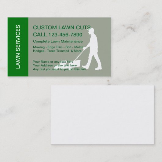 Rasen-mähende Dienstleistungen Visitenkarte (Vorne/Hinten)