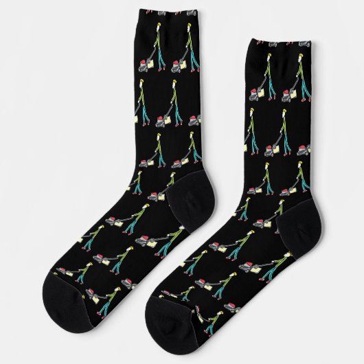 Rasen mähender Stockmann Socken (Linkes Detail)
