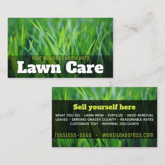 Rasen-Sorgfalt. Landschaftsgestaltung Empfehlungskarte (Vorne/Hinten)