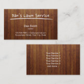 Rasen-Sorgfalt-Service-hölzerner Hintergrund Visitenkarte (Vorne/Hinten)