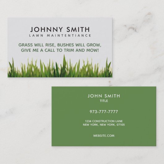 Rasen-Sorgfalt-Slogan-Visitenkarten Visitenkarte (Vorne/Hinten)