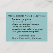 Rasen-Sorgfaltgeschäft/Service-Kartenschablone Visitenkarte (Rückseite)