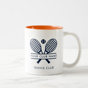 Rasen-Tennis-Club-Name Navy Blau-Motiv Zweifarbige Tasse