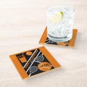 Rasen-Tennis-Spieler Grafik-Kunst Glasuntersetzer (Schrägansicht)