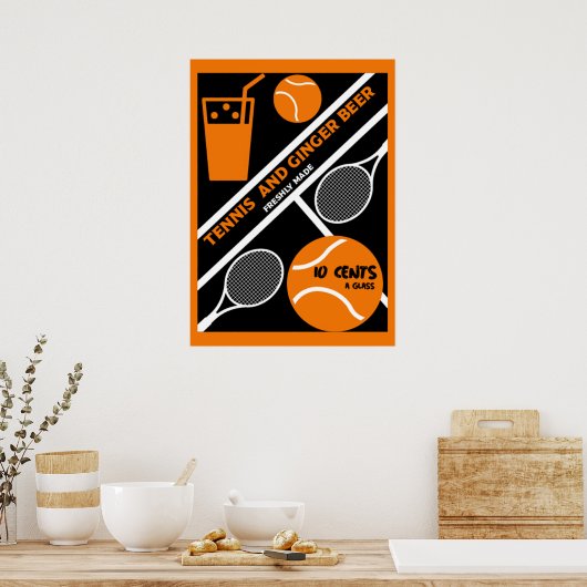 Rasen-Tennis-Spieler Grafik-Kunst Poster (Küche)