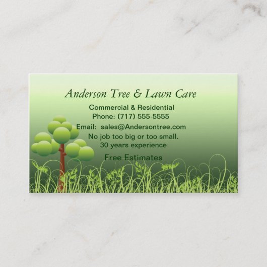 Rasen-u. Baum-Dienstleistungsunternehmen-Karte Visitenkarte (Vorderseite)