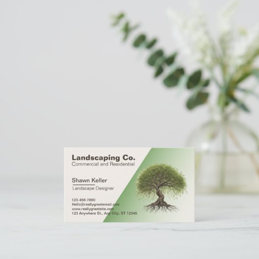 Rasen- und Landschaftscreme/Grüne Visitenkarte (Stehend Vorderseite)