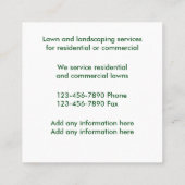 Rasen und Landschaftsgestaltung Sevices Quadratische Visitenkarte (Rückseite)