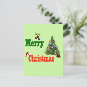 Rasen Weihnachtsbaum und Strumpf, Feiertagspostkarte