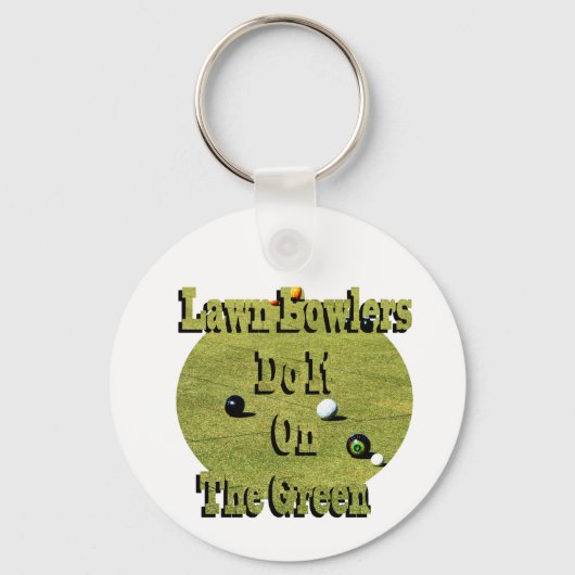 Rasenbowler machen das auf dem grünen, sonnigen Sc Schlüsselanhänger (Vorderseite)