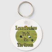 Rasenbowler machen das auf dem grünen, sonnigen Sc Schlüsselanhänger (Rückseite)