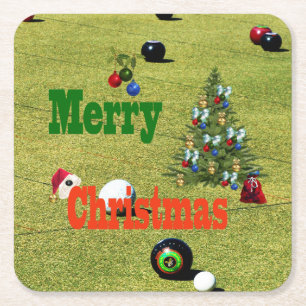 Rasenbowling Weihnachtsstil, Papierservietten Rechteckiger Pappuntersetzer