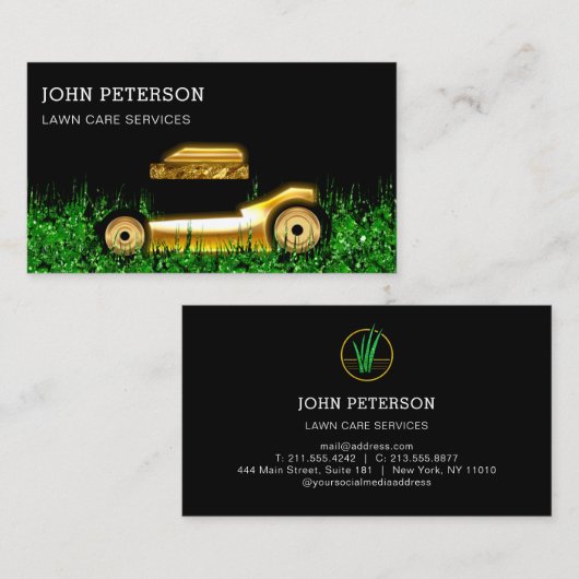 Rasengärtnerei Grasschneiden Gold Visitenkarte (Vorne/Hinten)