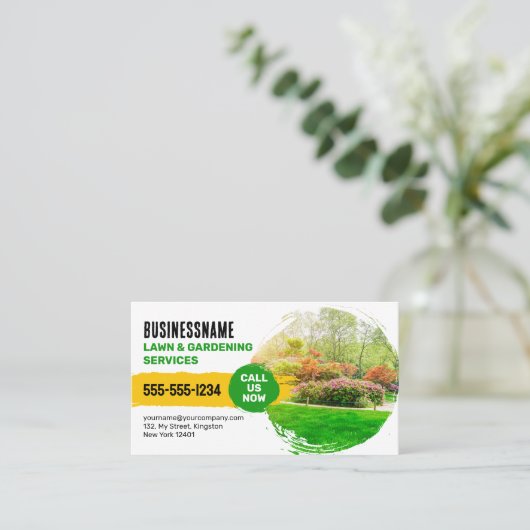 Rasengärtnerei Landscaping Mowing Services Visitenkarte (Stehend Vorderseite)