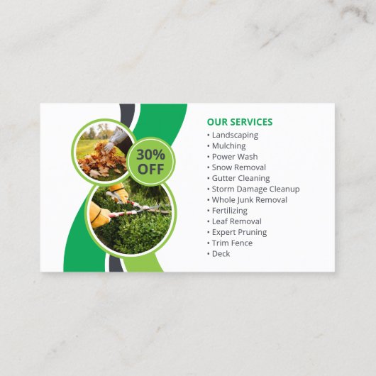 Rasengras zum Mähen von Mulchgarten Visitenkarte (Rückseite)