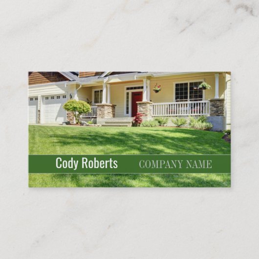 Rasenlandschaft beim Rasenmähen Visitenkarte (Vorderseite)