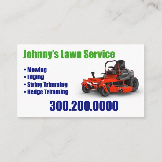 Rasenlandschaft RasenmähVisitenkarten Visitenkarte (Rückseite)