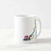 Rasenmäh-Strichmännchen Kaffeetasse (VorderseiteRechts)