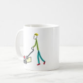 Rasenmäh-Strichmännchen Kaffeetasse (Vorderseite Links)